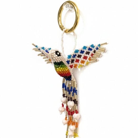 Handwoven Beaded Hummingbird Keychain – Bag Charm, Pendant, Ornament NW - Picture 4 of 6
